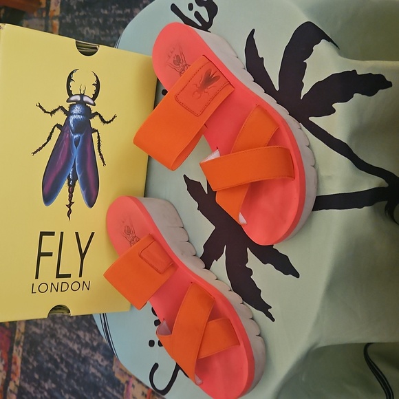 Fly London YABO593FLY cupido Devilred Red Orange Size 41 Shoes Slides Sandals - Picture 3 of 8